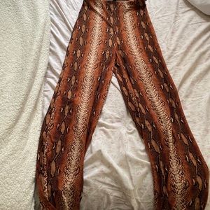 Snake skin crop top and flare pants set
